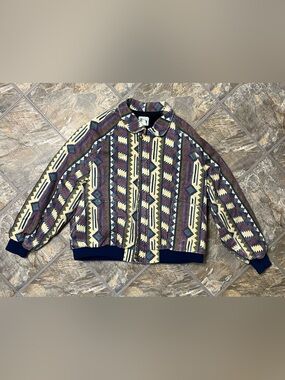 VTG KEY Canvas Jacket Aztec Southwestern Full Zip Men’s XL Made In USA